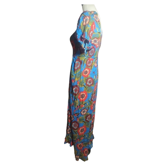 Band of gypsies Floral Blue yellow red Maxi Dress sundress xs - Picture 3 of 7